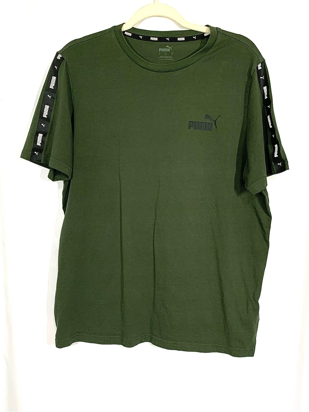 Puma Dark Green Short Sleeve Tee with Black Logo Tape